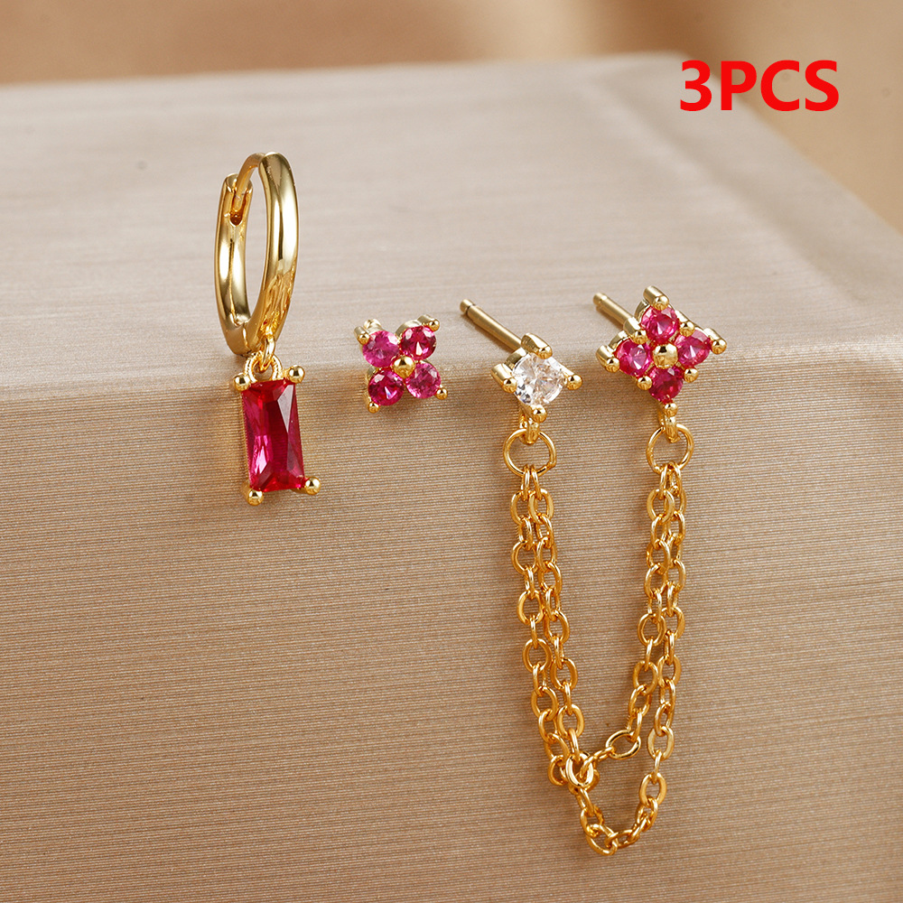 Geometric Pattern All Seasons Season 1 Set Classic Style Geometric Plating Copper Drop Earrings Ear Studs