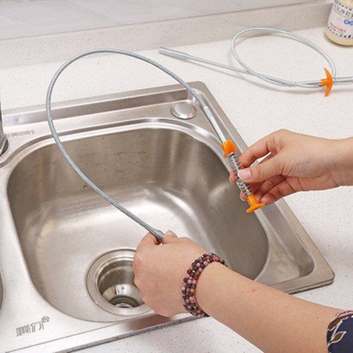 Pipe cleaner tool, bendable and pressurized, for clearing clogged drains, retrieval device, trash grabber