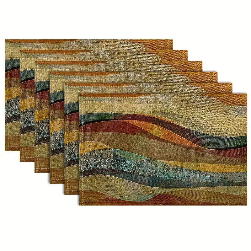 Transfronterizos lino almohadilla de mesa Aliexpress TEMU Amazon almohadilla de mesa cuadrada búfalo rojo almohadilla de Navidad Día de la Independencia