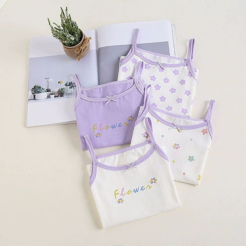 Summer thin children's cotton top with cups with bow