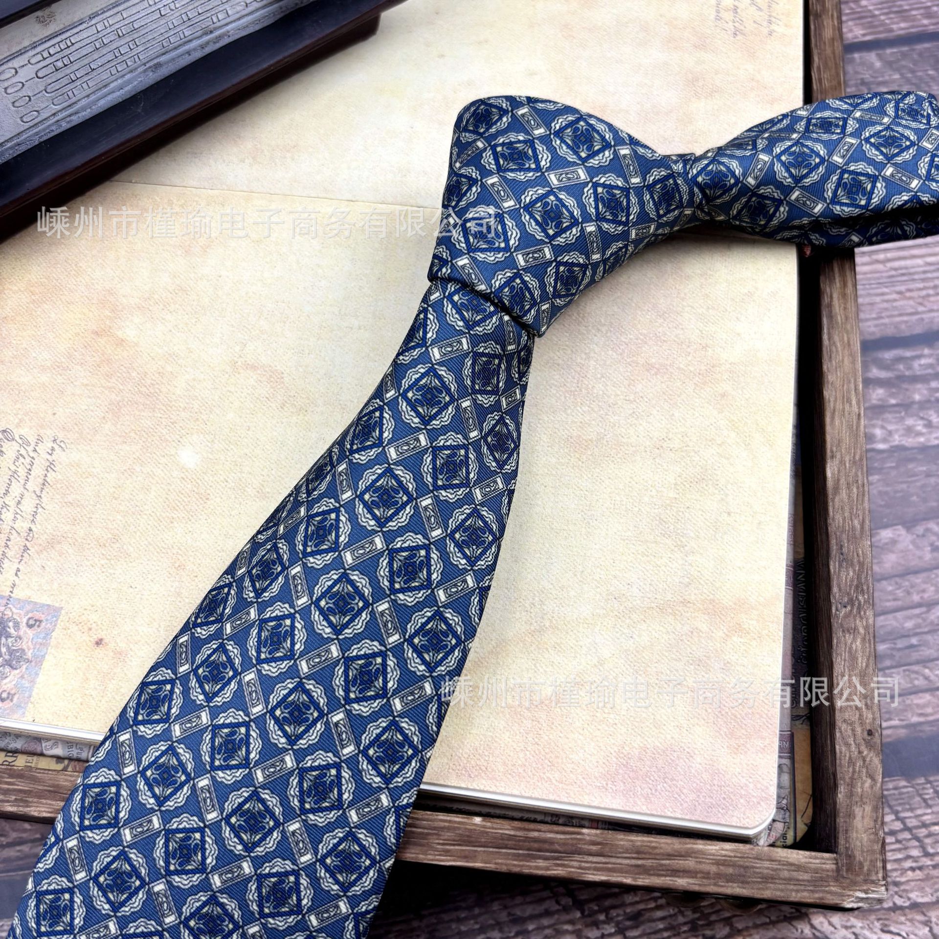 25 블루 미로 프린트 핸드메이드