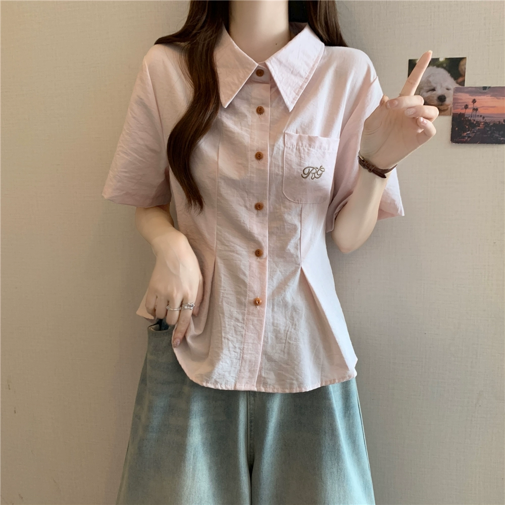 Женская рубашка с короткими рукавами и воротником-поло в консервативном стиле больших размеров для полных женщин, утягивающий топ, закрывающий живот