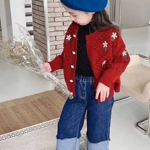 Baby Girl Cardigan Sweater Outerwear Autumn/Winter Princess Style Knitted Sweater Fashion Girl Baby Red Christmas Sweater