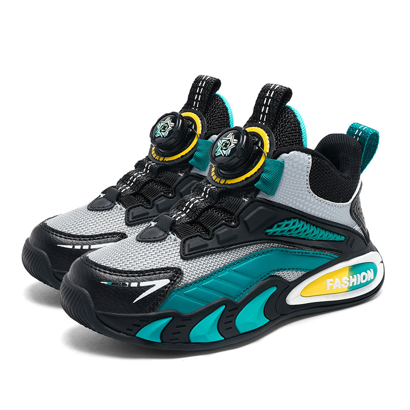 Ligero transpirable y cómodo de moda para niñas zapatos deportivos de botón giratorio casuales para niños zapatos de malla para niños grandes