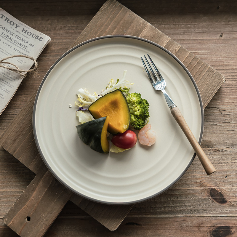 Plato de cerámica de 8 pulgadas, plato de filete de comida occidental, plato de pasta, plato de platos caseros, plato de ensalada de desayuno