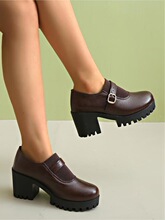 S 73052 Chunky Heel Buckle Shoes ���ź��ŮЬ ŷ���羳