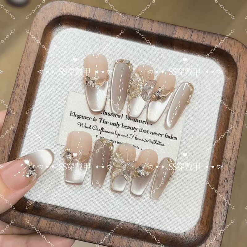 [Dead Leaf Butterfly] Autumn and Winter Pure Hand-worn Armor Advanced Wholesale Finished Reusable Manicure Patch Removable