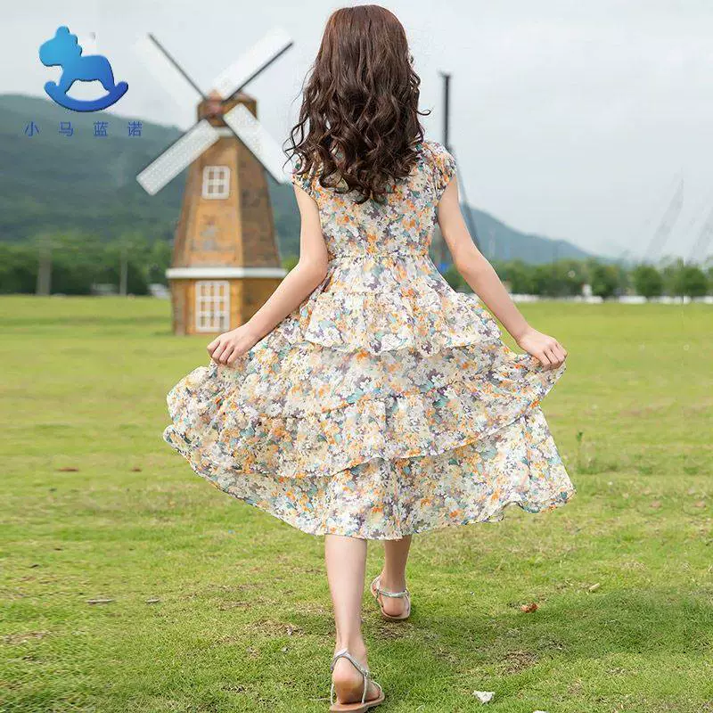 Dress, summer clothing, children's shiffon skirt, children's clothing, internet celebrity, western style