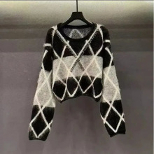 韩版慵懒风软糯毛衣女士秋冬装条纹打底衫2025新款复古针织衫潮流