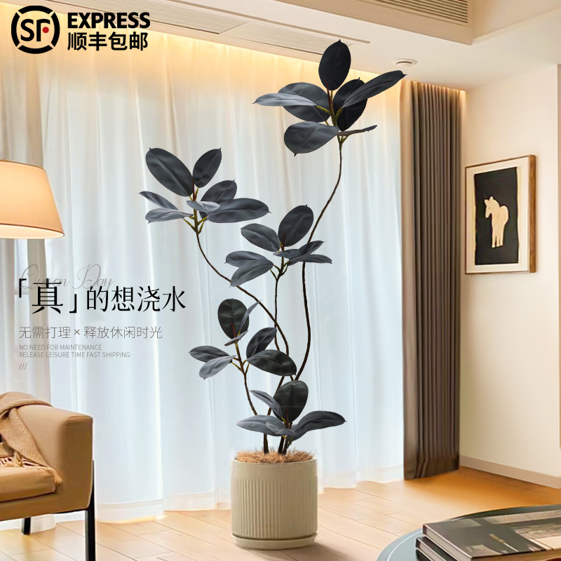 Simulation Green Planting Rubber Tree Floor Ornaments High-end Decorations Large Living Room Indoor Sofa Fake Plant Potted Plant