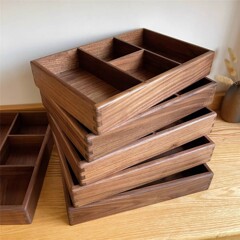 実木雑物収納ケース北米黒胡桃木オフィス分格収納ケース長方形木ケース高級収納ケース