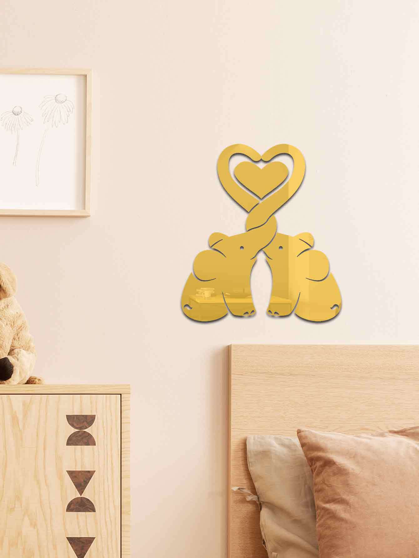 3d Heart Elephant Acrylic Wall Sticker Decorative Mirror Home Decor_voghion.com