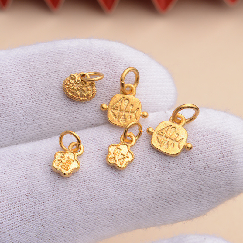 Ethnic style sand Gold Chisel carved Nafu fortune plate pendant happy eyebrows small lift slip imitation fish bone fossil pendant