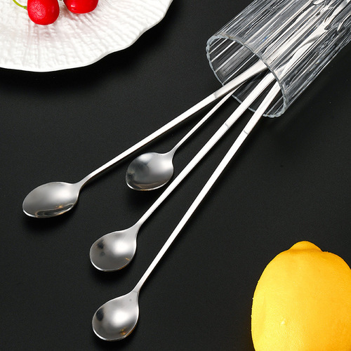 Stainless steel gourd handle spoon long handle coffee stirring spoon tip ice spoon cocktail seasoning spoon deep jar spoon laser logo