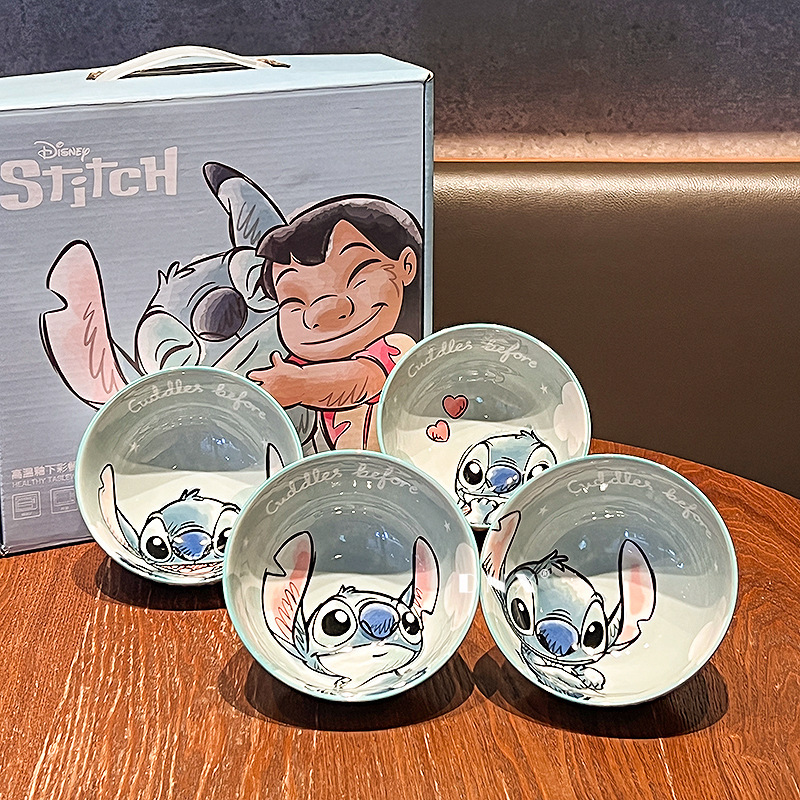 Stitch Rice Bowl Household Ceramic Rice Bowl Children's Bowl Cute Cartoon Strawberry Bear Winnie the Pooh Small Bowl Gift Box Set Stitch Rice Bowl Household Ceramic Rice Bowl Children's Bowl Cute Cartoon Strawberry Bear Winnie the Pooh Small Bowl Gift Box Set
