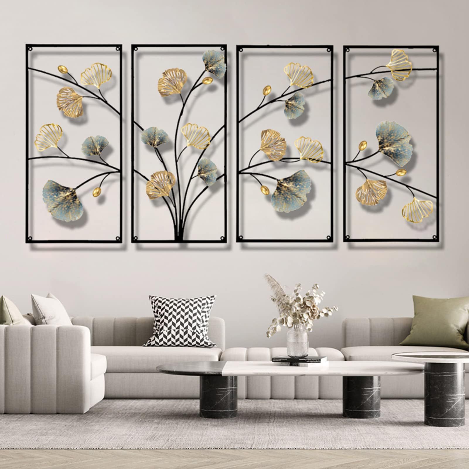 Modern Light Luxury High-end Entrance Decorative Painting Living Room Corridor Aisle Wall Hanging Painting Ginkgo Leaf at the Door