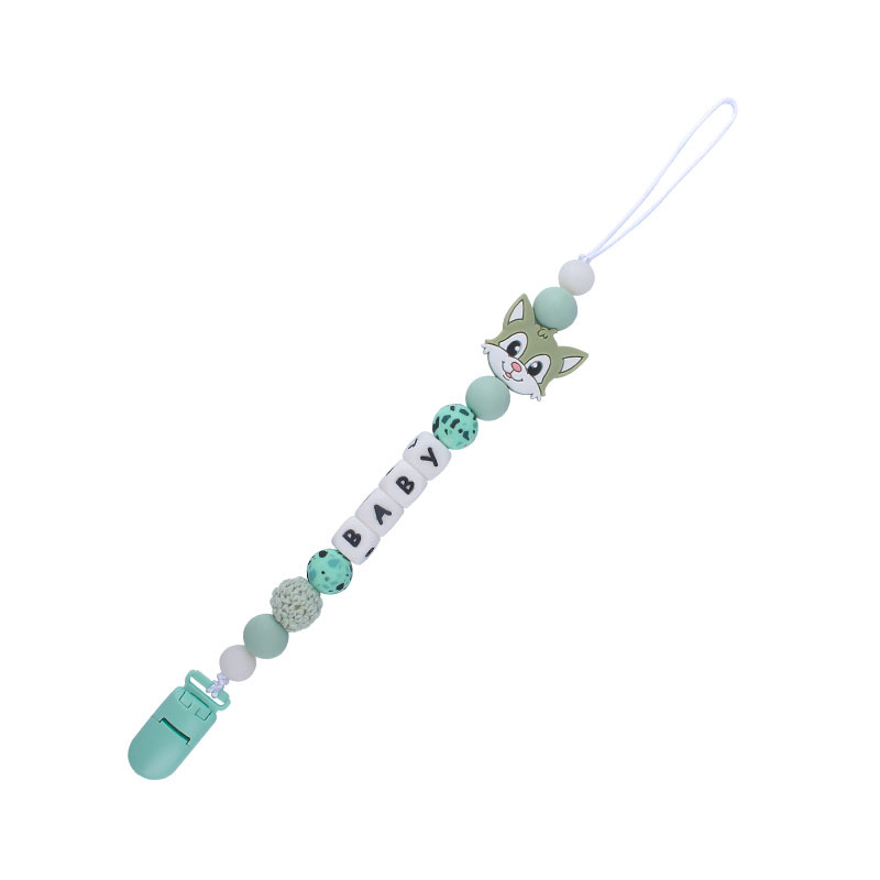DIY creativo bebé suministros de dibujos animados de silicona Fox gato mordedor calmante bebé nombre chupete cadena molar anti-perdida cadena