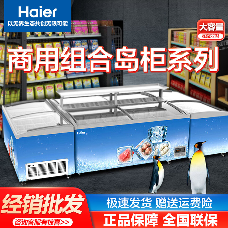 海尔（Haier）展示柜商用冰柜超大容量全冷冻超市便利店雪糕岛柜