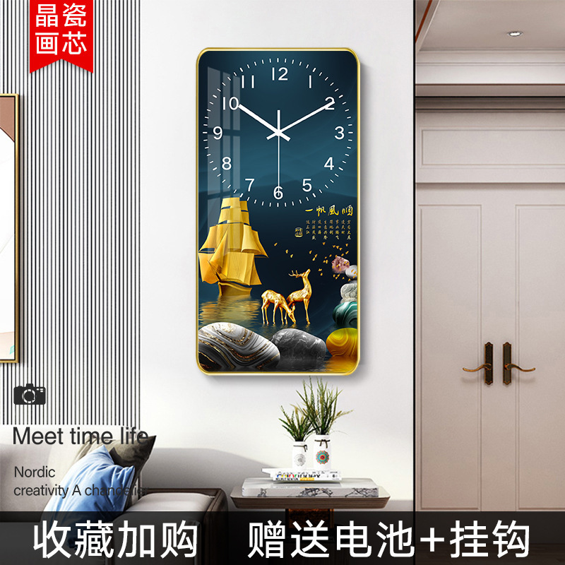 Moderno Hotel minimalista pasillo pintura decorativa reloj de lujo luz corredor Fondo colgante de pared pintura salón reloj mural