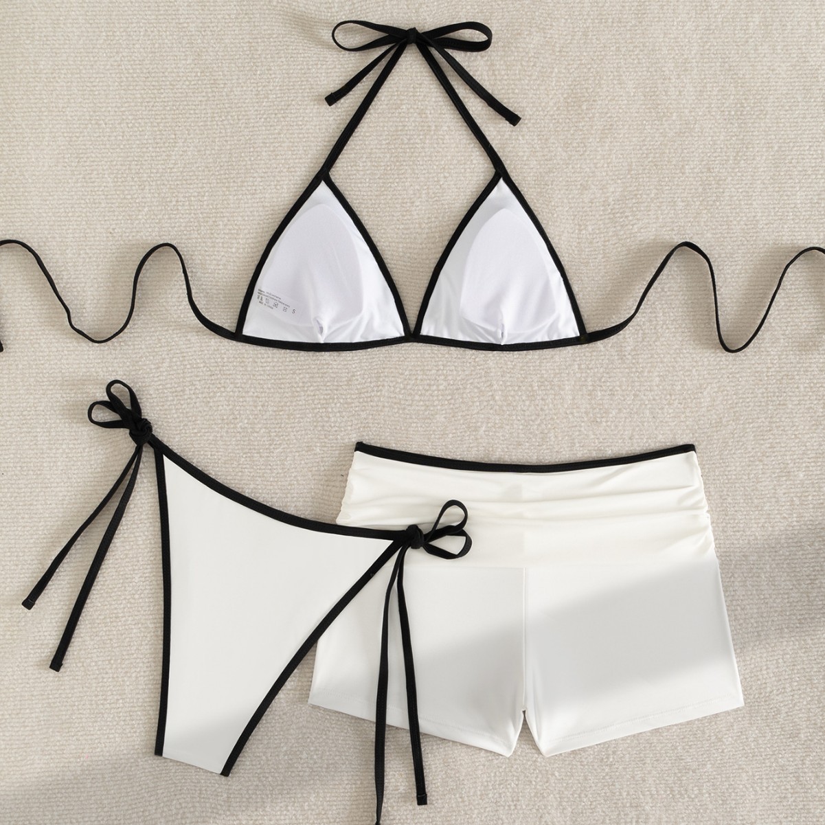 Women's Sexy Laced Three Piece Bikini Set Tight Fitting Cross Strap Swimsuit Regular Size Polyester Nylon Spring/Summer_voghion.com