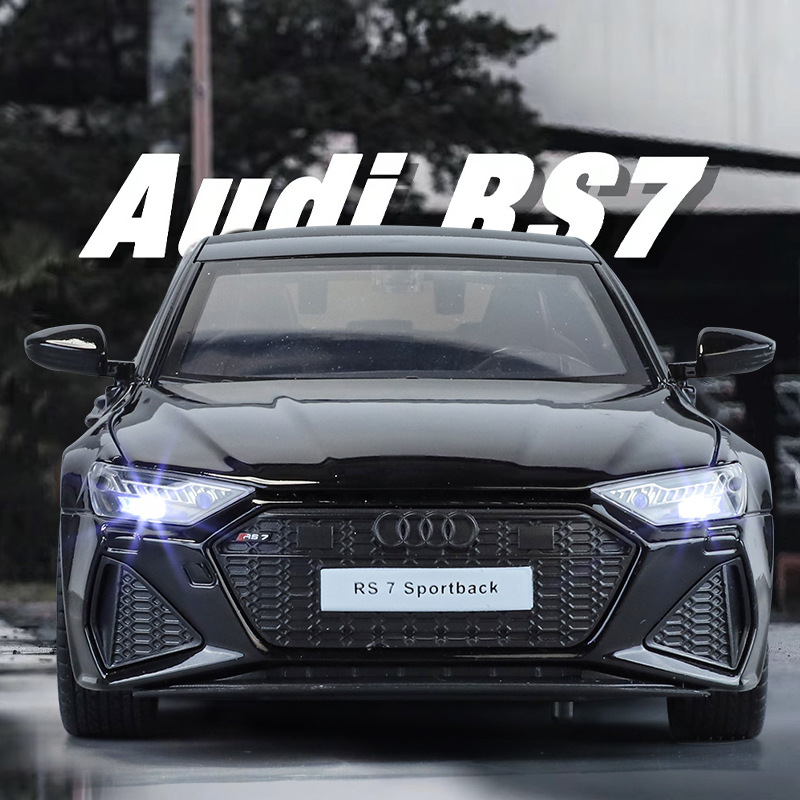 Auténtico autorizado 1:24 Audi RS7 modelo de coche de aleación de ala trasera elevable decoración de coche colección de coche de retorno de luz y sonido