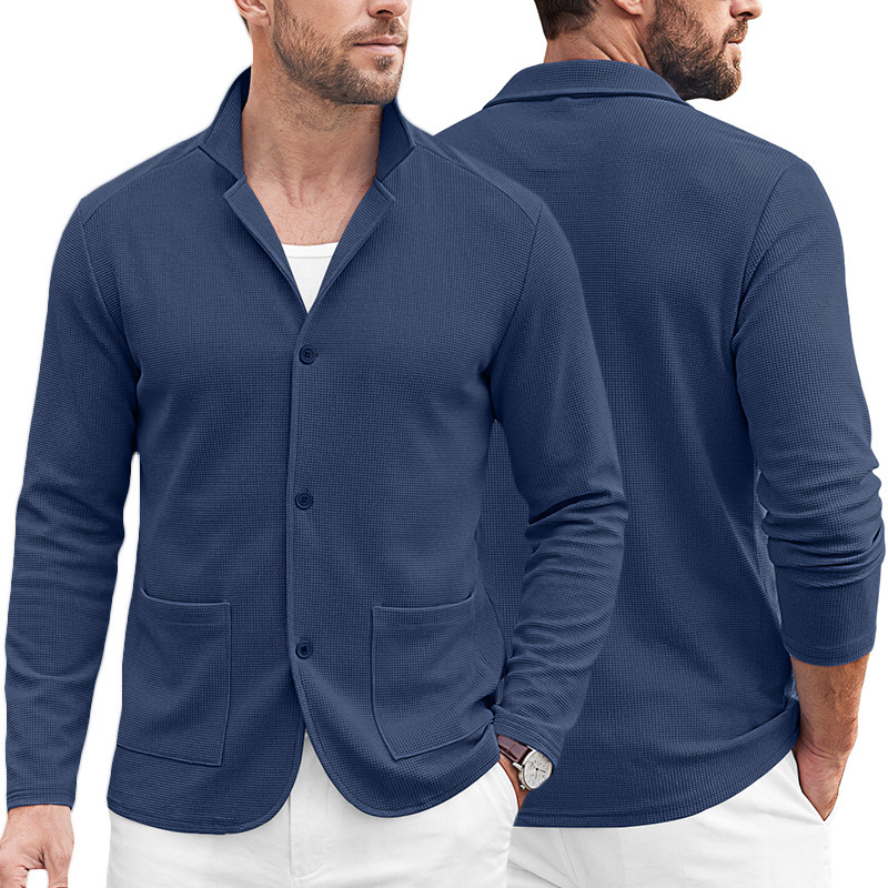 European and American 2026 Amazon cross-border new style open-front, solid-color, pocketed, business casual long-sleeve jacket for men