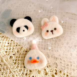 Wool felt jewelry accessories poke finished rabbit duck panda children's hair accessories handmade diy brooch material