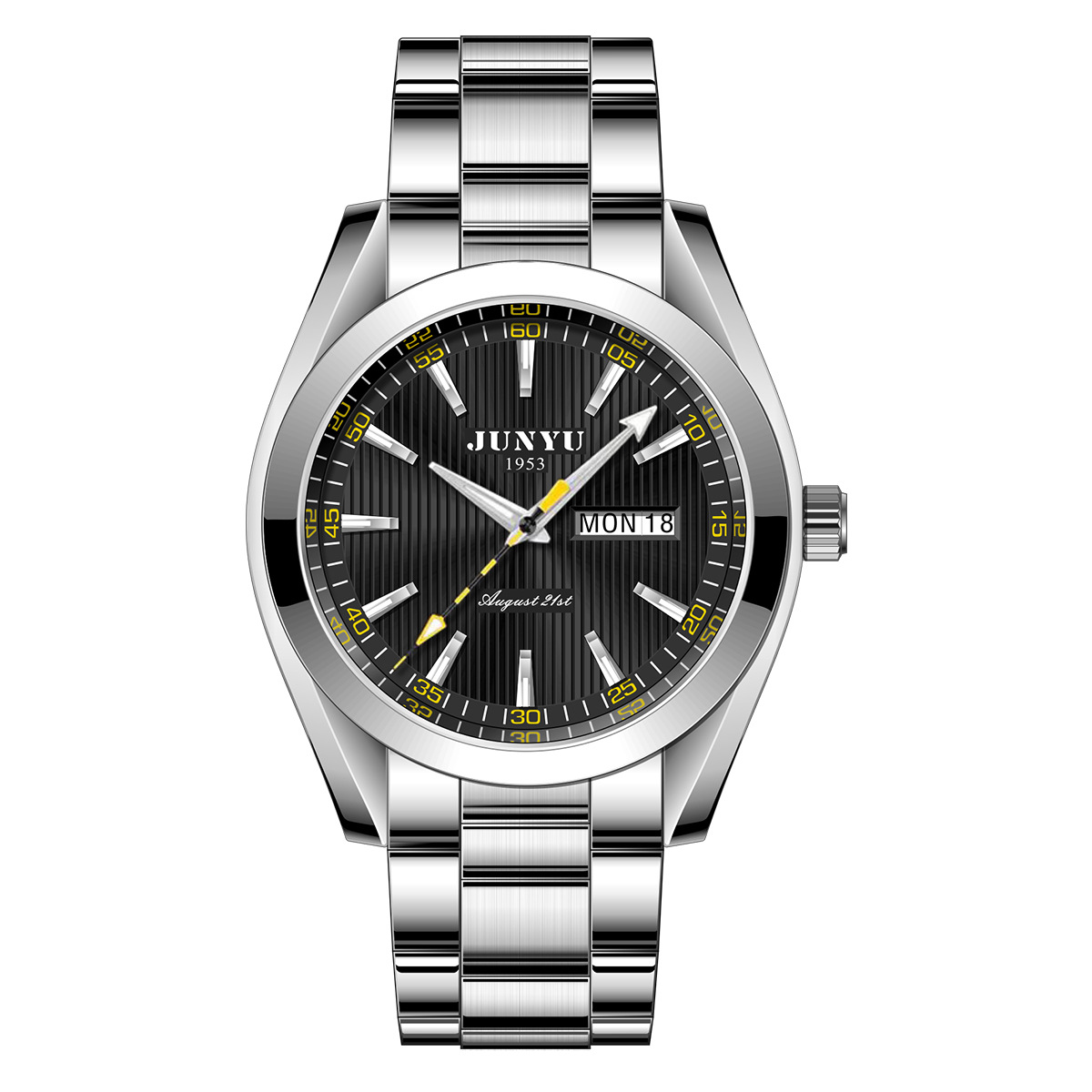 JUNYU automatic water ghost trend luminous waterproof men's watch stainless steel strap butterfly buckle men's watch business