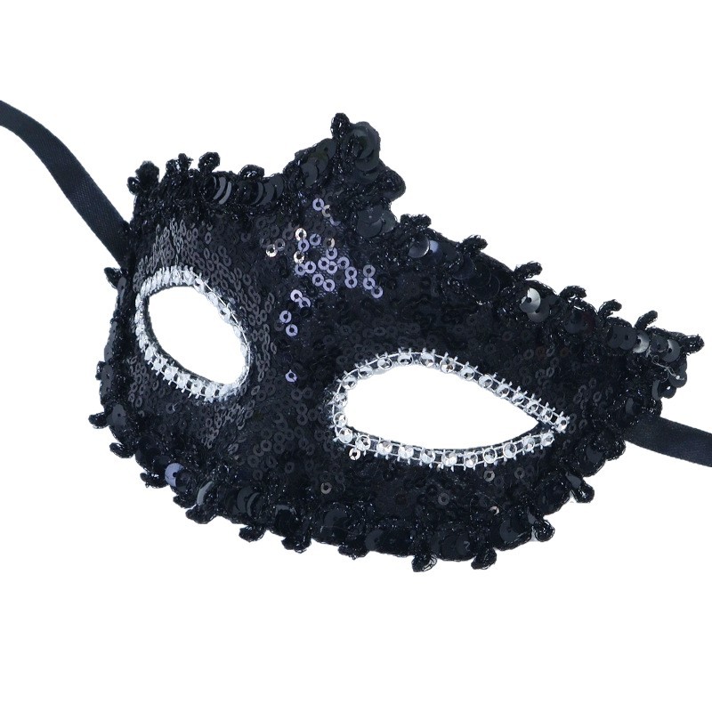 Nuevo cross-border Halloween sequinado baile media cara máscara de fiesta misteriosa sexy vestido de moda damas máscara de ojos