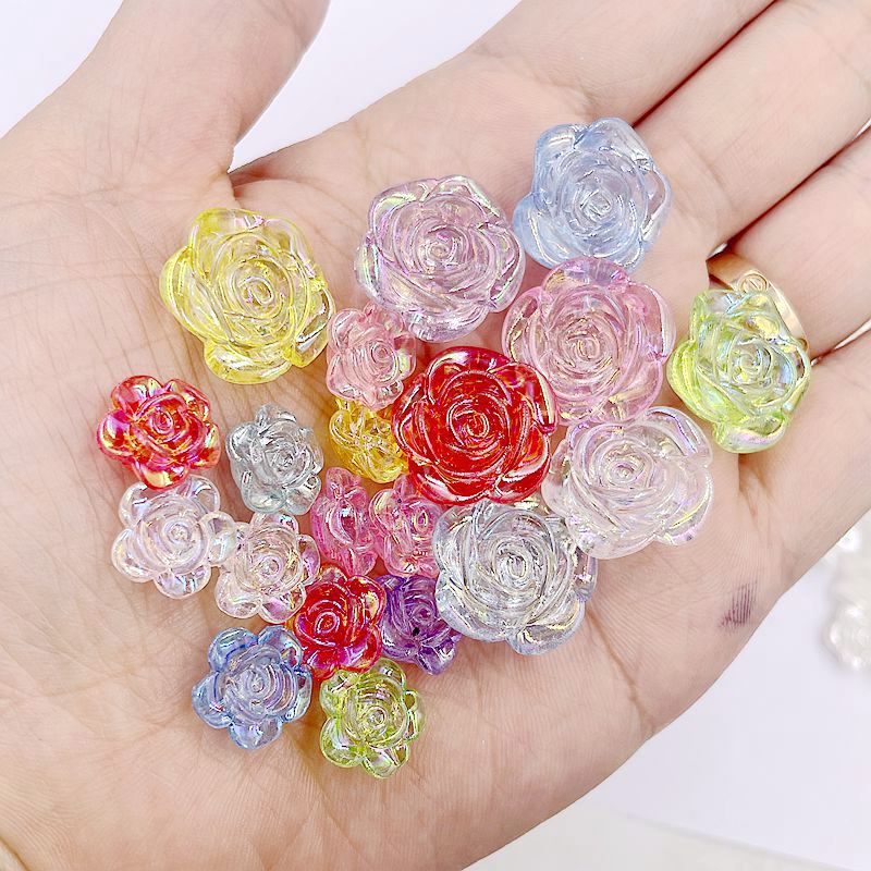 12/19mm acrylic color transparent AB rose camellia flower hairpin hair accessories diy material accessories