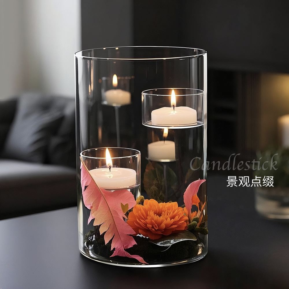 Candelaria creativa de vidrio pare-brisas europea decoración de cena de velas de vela paisaje creativo para el hogar