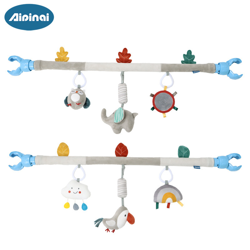 Aipinqi estilo nórdico cuna clip de coche barra transversal cama colgante bebé de peluche colgante de juguete educativo cochecito de coche clip