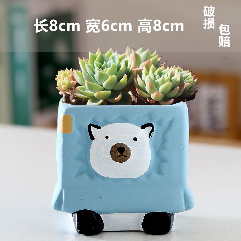 Macetas de cerámica para suculentas con diseño de animales de dibujos animados, pequeño tamaño, para estante de flores en casa, suministro al por mayor