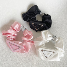 优雅风chic气质缎面大肠发圈ins肥肠圈字母大肠圈韩国简约女头饰