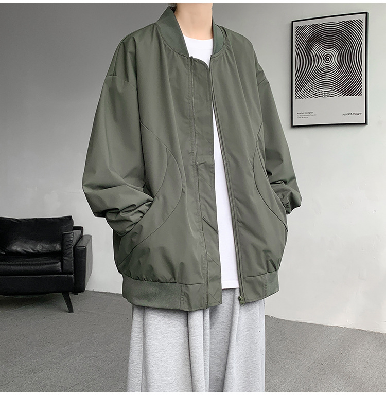 Men's Pilot Baseball Jacket American Style Spring Autumn Green_voghion.com