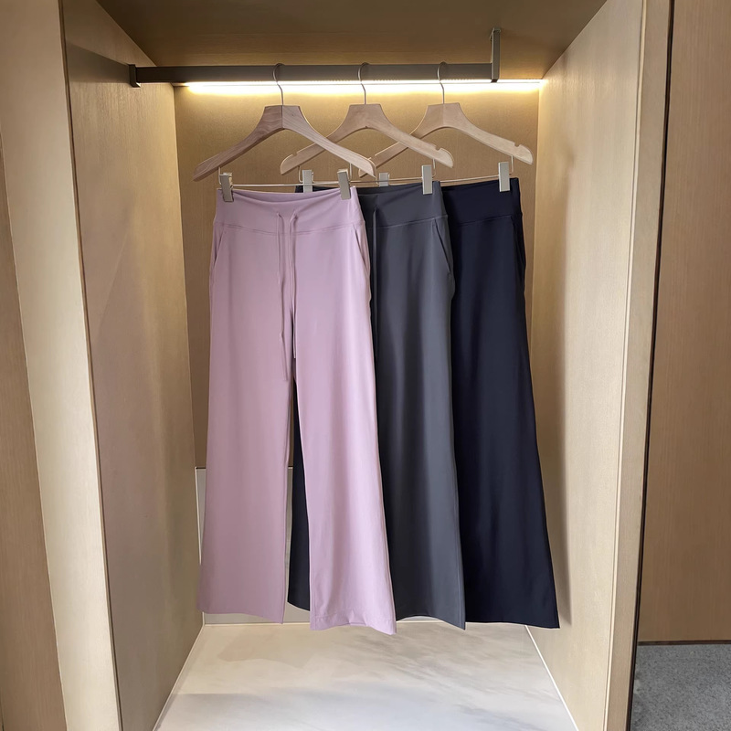 Spring and Summer New Style Groove Elastic Waist Pocket Wide-Leg Pants Yoga Casual Pilates High-Waisted Straight-Leg Pants for Women Spring and Summer New Style Groove Elastic Waist Pocket Wide-Leg Pants Yoga Casual Pilates High-Waisted Straight-Leg Pants for Women