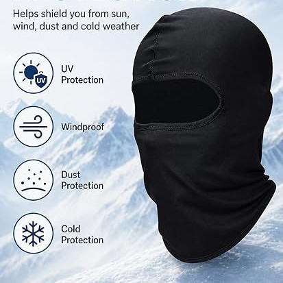 Cycling helmet motorcycle hood lined with ice silk full-face mask for spring and summer outdoor windproof neck warmer for men and women, black