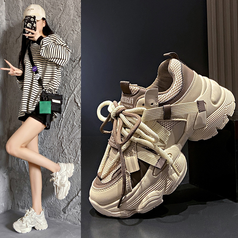 Customized European Station Thick-Soled Dad Shoes for Women Trbottomy 2025 Spring New Fashion Heightening Platform Soft-Soled Casual Sports Shoes