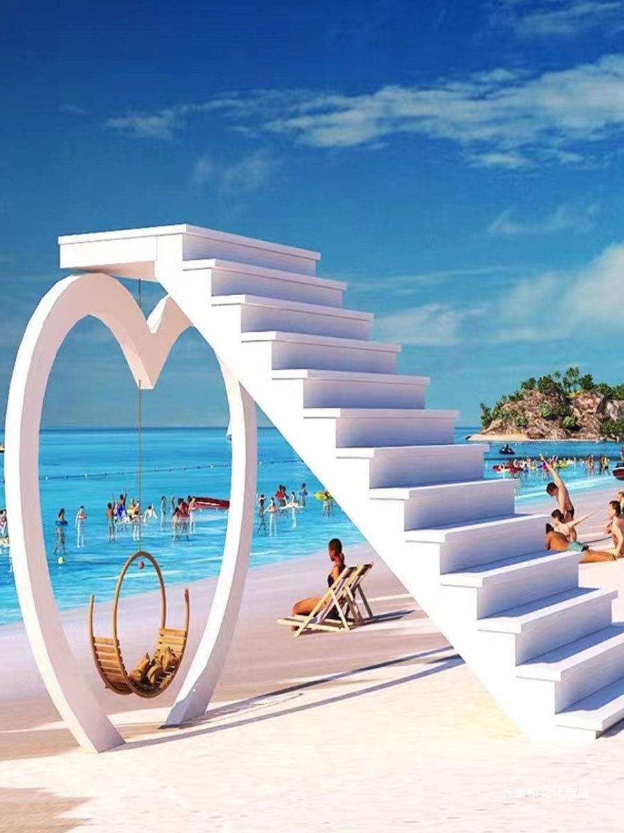 天梯打卡云端景点阶梯海边拍照道具落地户外户外网红不锈钢云梯