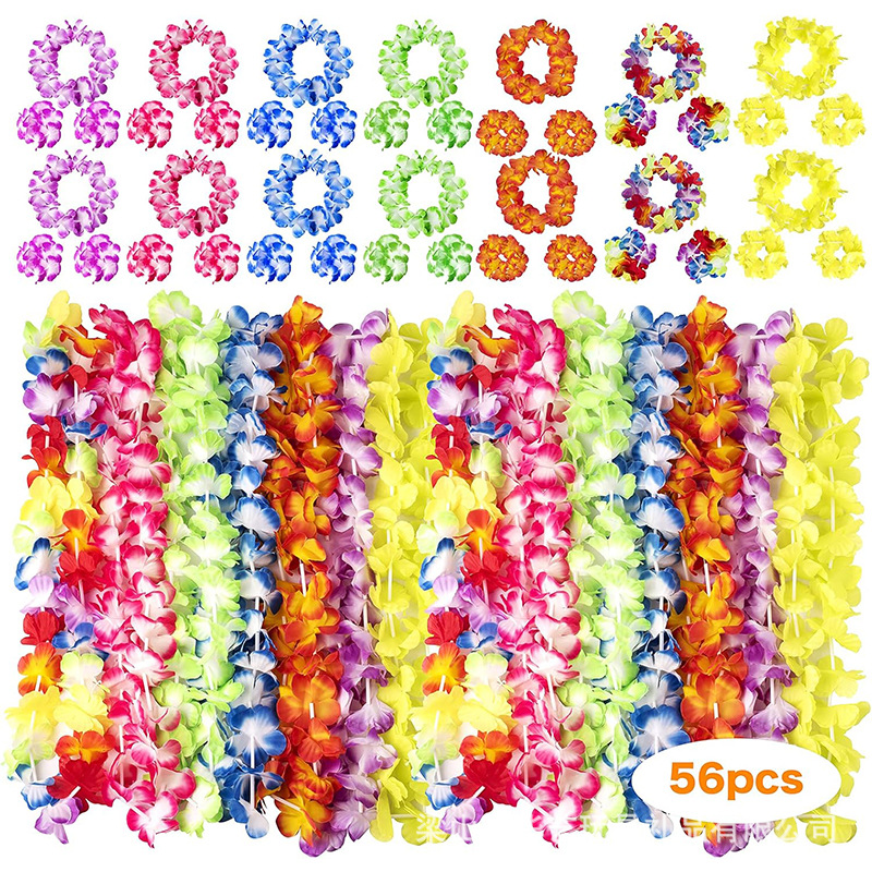 56PCS clásica guirlanda combinación conjunto de decoración de vacaciones en el mar collar pétalos de color accesorios de fiesta