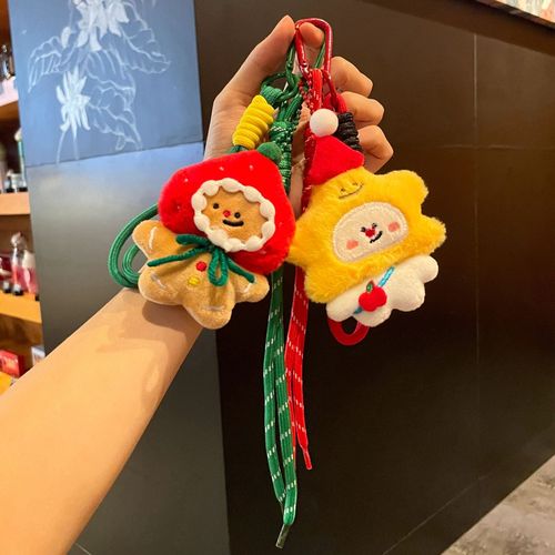 Creative Christmas Plush Ornament Cartoon Cute Gingerbread Man Figurine Keychain Gift Bag Decoration Christmas Gift