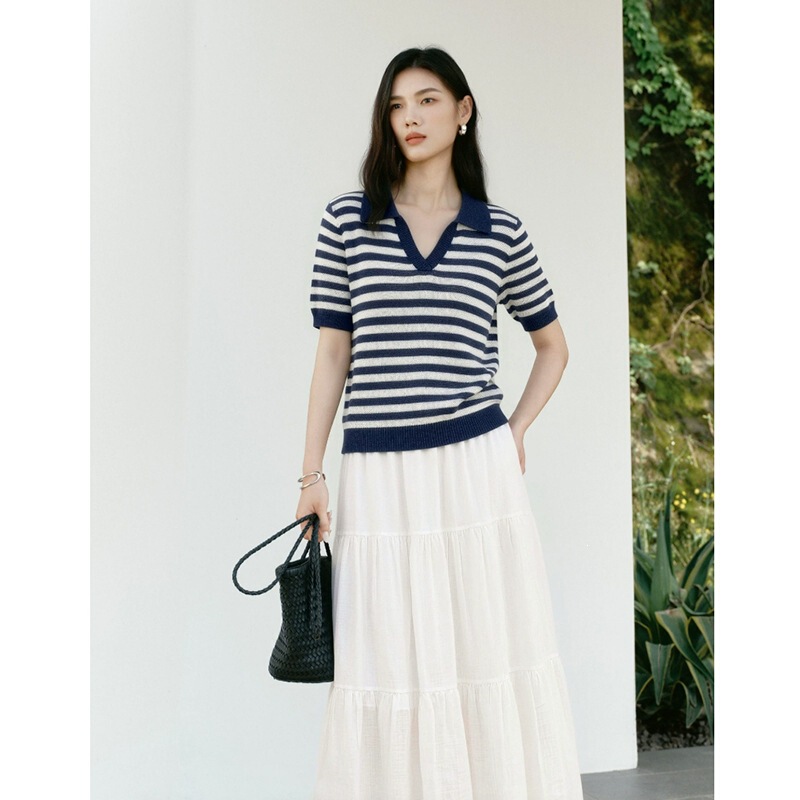 2026 New Summer Style Light-Sensitive Polo Collar Slightly Loose Knitted Sweater for Women 1H4933611 2026 New Summer Style Light-Sensitive Polo Collar Slightly Loose Knitted Sweater for Women 1H4933611