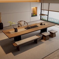 実木茶のテーブルと椅子の組み合わせは簡単で、現代のリビングルームの家庭用原木の大きい板の茶台の事務室の工夫の実木茶卓です。
