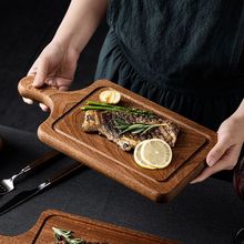 家用高档木牛排板北欧西餐盘高端双面抗菌日式木板托网红牛扒砧板