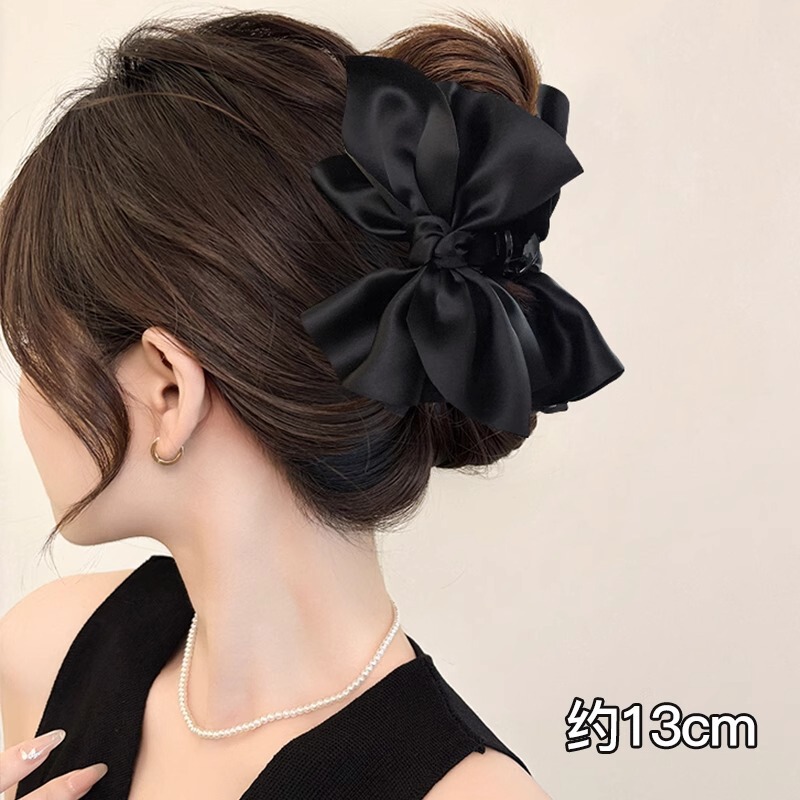 女性用のニッチで絶妙なリボンヘアピン、韓国風の大きなヘアピン、軽くて豪華な多用途のサメクリップグリッパー|undefined