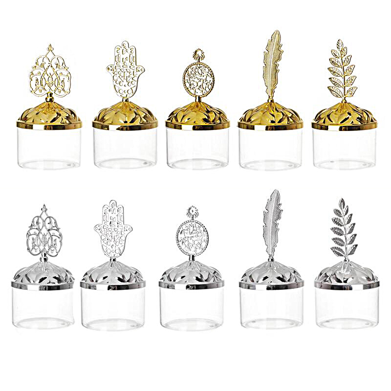 Venta al por mayor de estilo europeo oro y plata taza de postre de plástico taza de hornear decoración de la boda del banquete suministros caja de embalaje creativo