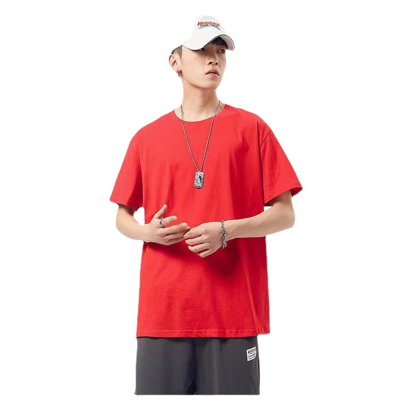 Cotton Blank Crewneck T-shirt Short-sleeved T-shirt Nailed Work Clothes Sisters Wear Class Clothes Printed and Embroidered logo Breathable diy