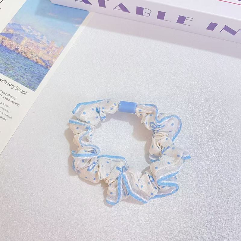 韩版波点蝴蝶结印花小肠发圈甜美百搭花边发饰女绑发头绳平扣头饰|undefined