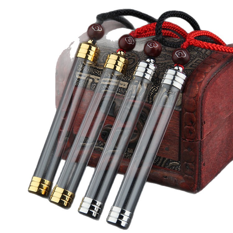 Al por mayor tubo hueco de amulet se puede abrir botella de píldora de alivio de corazón colgante botella de tesoro collar botella de camuza para hombres y mujeres