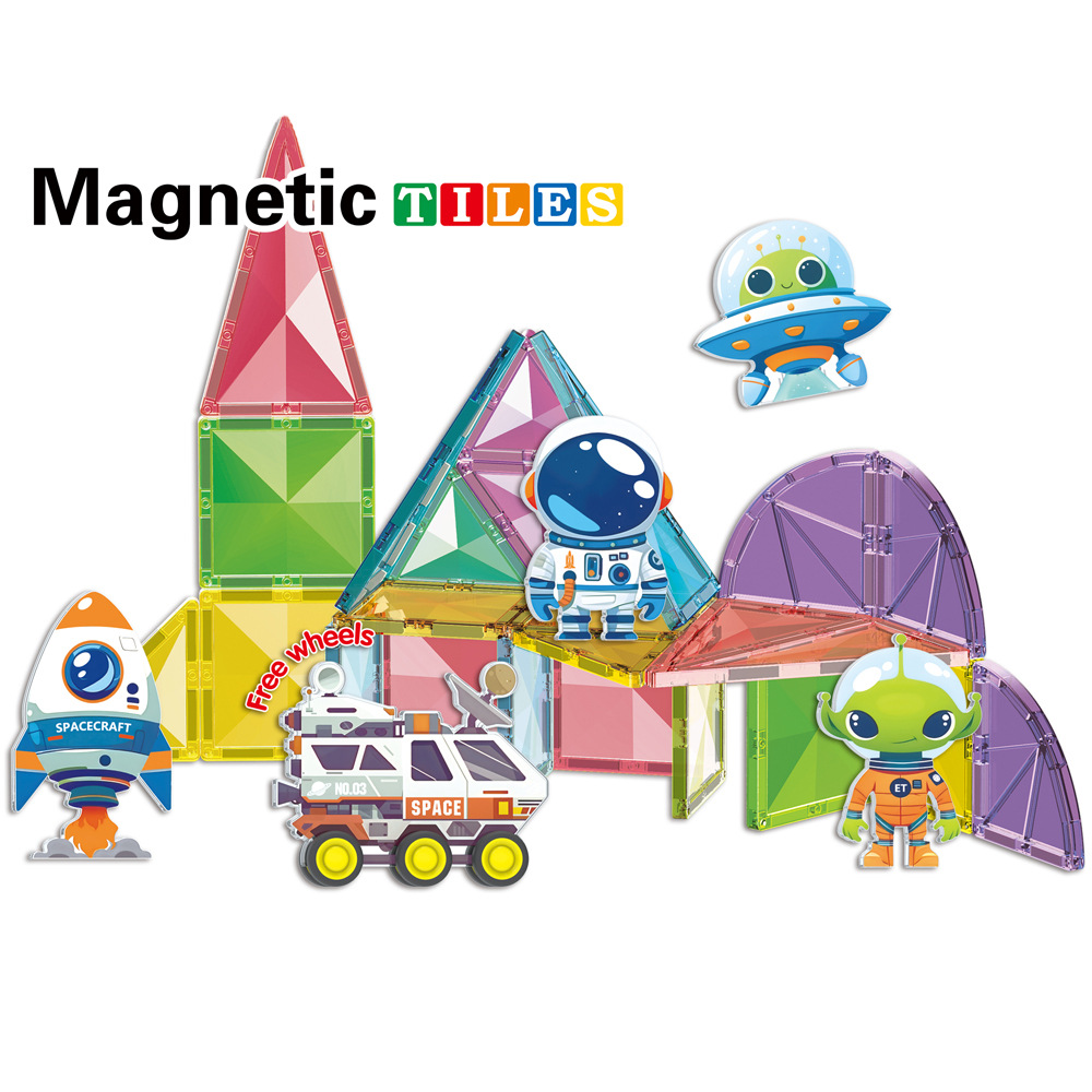 Cross-Border Space Exploration Ufo Theme Color Window Magnetic Toys Kidsren's Creative DIY Construction Family Interactive Magnetic Sheets